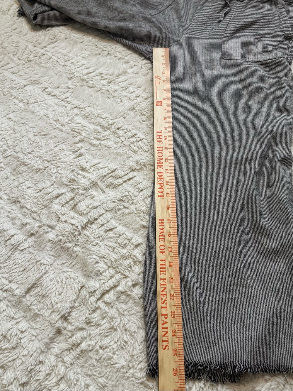 GAP Grey Pinstripe Linen Blend Wide Leg Pants Medium Raw Hem Flowy Boho Coastal - Picture 7 of 9